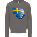 Curled Swedish Flag Sweden Day Football Mens Sweatshirt Jumper Charcoal