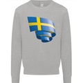 Curled Swedish Flag Sweden Day Football Mens Sweatshirt Jumper Sports Grey