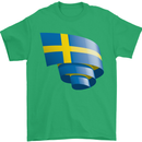 Curled Swedish Flag Sweden Day Football Mens T-Shirt 100% Cotton Irish Green