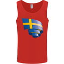 Curled Swedish Flag Sweden Day Football Mens Vest Tank Top Red