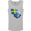 Curled Swedish Flag Sweden Day Football Mens Vest Tank Top Sports Grey