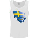 Curled Swedish Flag Sweden Day Football Mens Vest Tank Top White