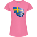 Curled Swedish Flag Sweden Day Football Womens Petite Cut T-Shirt Azalea