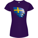 Curled Swedish Flag Sweden Day Football Womens Petite Cut T-Shirt Purple