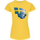 Curled Swedish Flag Sweden Day Football Womens Petite Cut T-Shirt Yellow