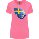 Curled Swedish Flag Sweden Day Football Womens Wider Cut T-Shirt Azalea