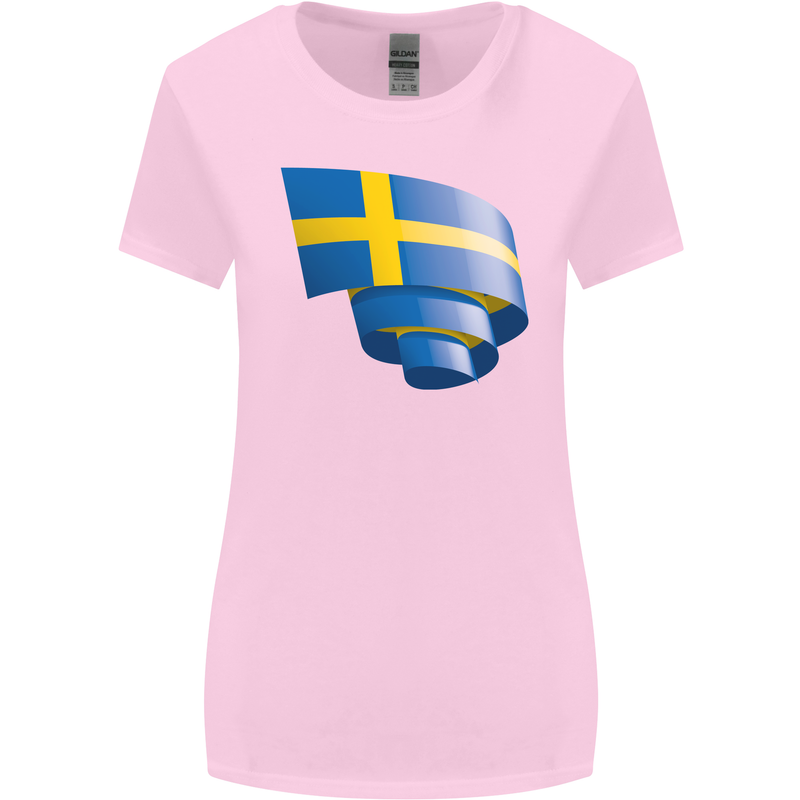 Curled Swedish Flag Sweden Day Football Womens Wider Cut T-Shirt Light Pink