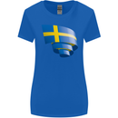 Curled Swedish Flag Sweden Day Football Womens Wider Cut T-Shirt Royal Blue