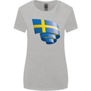 Curled Swedish Flag Sweden Day Football Womens Wider Cut T-Shirt Sports Grey