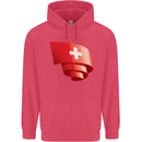 Curled Switzerland Flag Swiss Day Football Childrens Kids Hoodie Heliconia