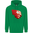 Curled Switzerland Flag Swiss Day Football Childrens Kids Hoodie Irish Green
