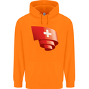 Curled Switzerland Flag Swiss Day Football Childrens Kids Hoodie Orange