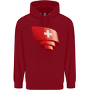 Curled Switzerland Flag Swiss Day Football Childrens Kids Hoodie Red