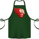 Curled Switzerland Flag Swiss Day Football Cotton Apron 100% Organic Forest Green