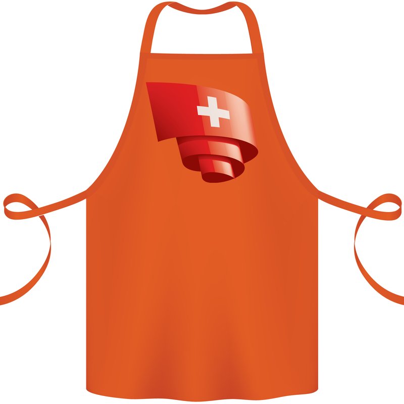Curled Switzerland Flag Swiss Day Football Cotton Apron 100% Organic Orange