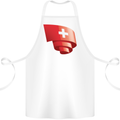 Curled Switzerland Flag Swiss Day Football Cotton Apron 100% Organic White