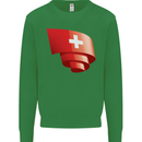 Curled Switzerland Flag Swiss Day Football Kids Sweatshirt Jumper Irish Green