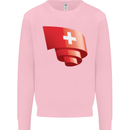 Curled Switzerland Flag Swiss Day Football Kids Sweatshirt Jumper Light Pink