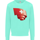 Curled Switzerland Flag Swiss Day Football Kids Sweatshirt Jumper Peppermint