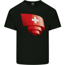 Curled Switzerland Flag Swiss Day Football Kids T-Shirt Childrens Black