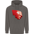 Curled Switzerland Flag Swiss Day Football Mens 80% Cotton Hoodie Charcoal