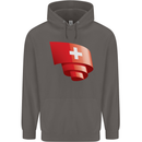 Curled Switzerland Flag Swiss Day Football Mens 80% Cotton Hoodie Charcoal