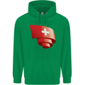 Curled Switzerland Flag Swiss Day Football Mens 80% Cotton Hoodie Irish Green