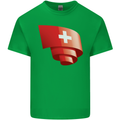 Curled Switzerland Flag Swiss Day Football Mens Cotton T-Shirt Tee Top Irish Green