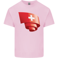 Curled Switzerland Flag Swiss Day Football Mens Cotton T-Shirt Tee Top Light Pink