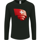 Curled Switzerland Flag Swiss Day Football Mens Long Sleeve T-Shirt Black
