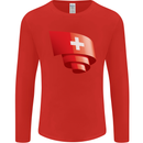 Curled Switzerland Flag Swiss Day Football Mens Long Sleeve T-Shirt Red