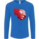 Curled Switzerland Flag Swiss Day Football Mens Long Sleeve T-Shirt Royal Blue