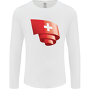 Curled Switzerland Flag Swiss Day Football Mens Long Sleeve T-Shirt White