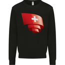 Curled Switzerland Flag Swiss Day Football Mens Sweatshirt Jumper Black