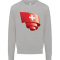 Curled Switzerland Flag Swiss Day Football Mens Sweatshirt Jumper Sports Grey