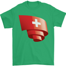 Curled Switzerland Flag Swiss Day Football Mens T-Shirt 100% Cotton Irish Green