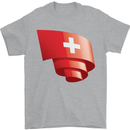 Curled Switzerland Flag Swiss Day Football Mens T-Shirt 100% Cotton Sports Grey