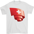 Curled Switzerland Flag Swiss Day Football Mens T-Shirt 100% Cotton White