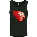 Curled Switzerland Flag Swiss Day Football Mens Vest Tank Top Black