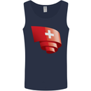 Curled Switzerland Flag Swiss Day Football Mens Vest Tank Top Navy Blue