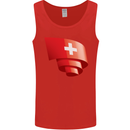 Curled Switzerland Flag Swiss Day Football Mens Vest Tank Top Red