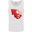Curled Switzerland Flag Swiss Day Football Mens Vest Tank Top White