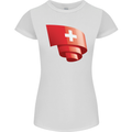 Curled Switzerland Flag Swiss Day Football Womens Petite Cut T-Shirt White