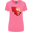 Curled Switzerland Flag Swiss Day Football Womens Wider Cut T-Shirt Azalea