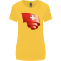 Curled Switzerland Flag Swiss Day Football Womens Wider Cut T-Shirt Yellow