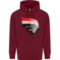 Curled Syria Flag Syrian Day Football Childrens Kids Hoodie Maroon