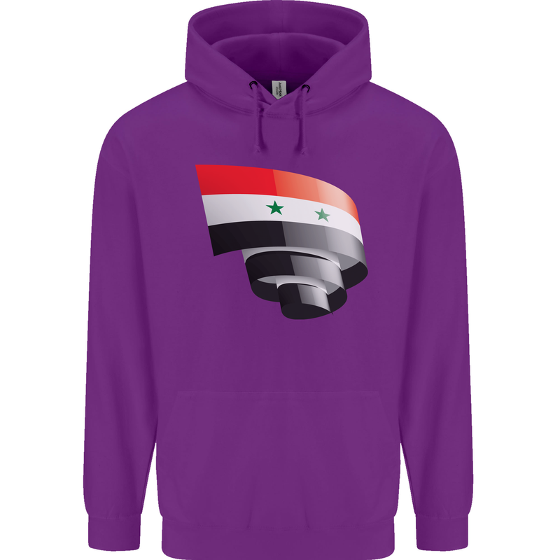 Curled Syria Flag Syrian Day Football Childrens Kids Hoodie Purple