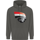 Curled Syria Flag Syrian Day Football Childrens Kids Hoodie Storm Grey