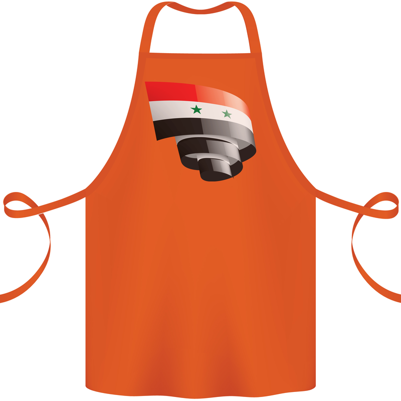 Curled Syria Flag Syrian Day Football Cotton Apron 100% Organic Orange