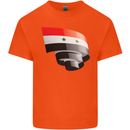 Curled Syria Flag Syrian Day Football Kids T-Shirt Childrens Orange